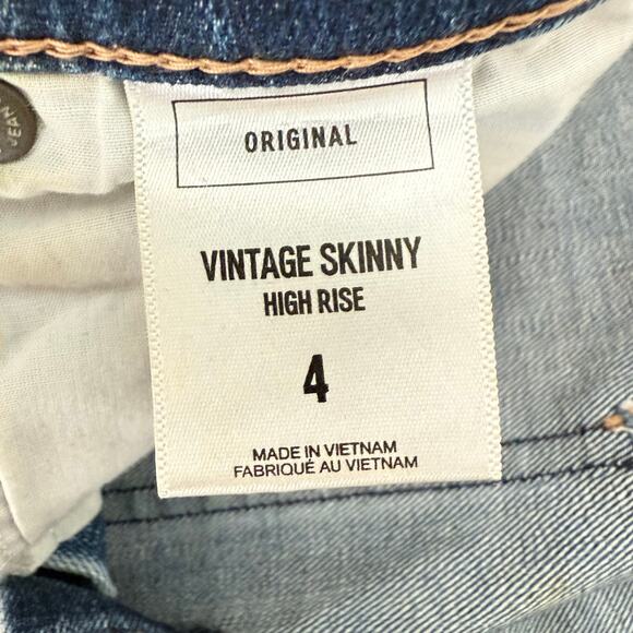 Express Jeans Y2K Acid Wash Distressed Denim Jeans Slim Leg High Rise Size 4 - Picture 8 of 15